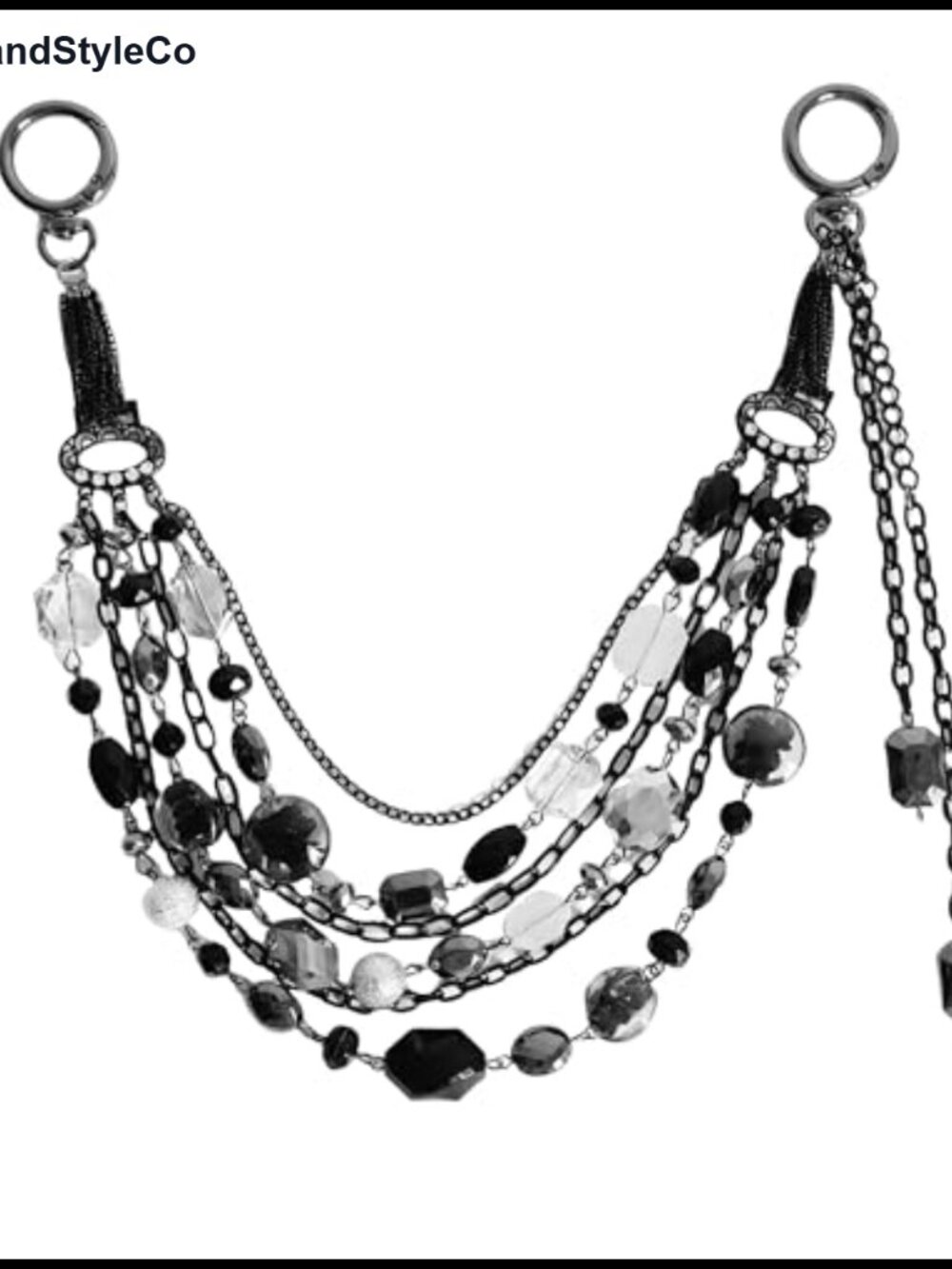 Detachable Beaded Chain Bag Charm Keychain Purse Accessory